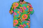 Vintage 60s Psychedelic Sun Fashions Honolulu Green Pink Aloha Hawaiian Shirt L