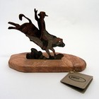 Lazart Metal Art Southwest Cowboy Bull Rider Sculpture Mounted On Sandstone