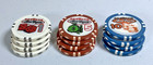 Welcome Las Vegas Clay Casino Poker Chips  1   5   10 Lot Of 12 - Used