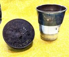 Antique Victorian Silver Plate Collapsible Cup In Metal Tin Middletown Co 1
