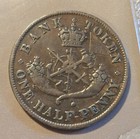 Rare 1857 Canadian Half Penny Coin Bank Of Upper Canada Pc-5d Vf