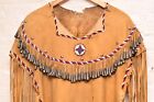 Antique Native American Apache Indian Beaded Leather Hide Dance Dress W Cones