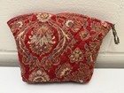 Vtg Vera Bradley Windsor Red Large Zip Cosmetic Bag Makeup Lined Made In Usa Guc