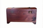 Vintage Wooden Treasure Chest With Brass Accents   Handles