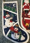  2 handmade Felt Christmas Snowman Trees  Santa Large Stocking  22 Inches Each