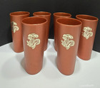 Vtg Mcm Set Of 6 Nasco Copper Mushroom Plastic 6  Tumblers Cups Retro 70s 14 Oz