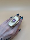Vintage 50s Gold Tone Mcm Hidden Hinged Lipstick Holder Case Secret Floral Japan