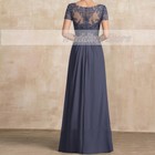 Chiffon Mother Of The Bride Dress Short Sleeve A Line V Neck Applique Party Gown