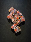 10 Glass Beads -  b638  Orange Transparent Design Fancy - 10x15mm