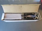 Lot Of 12 Steak Knives Black Longhorn Pom Handle 10 25  Clipper 12013cgd H d