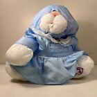 Vtg Fisher Price Puffalumps 16  Blue Bunny Rabbit Plush In Dress 1986 Flaws 03x