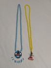Pair Of Native American Thunderbird   Indian Girl Seed Bead 24 Inch Necklaces 
