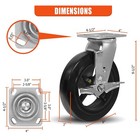 8 x 2  Heavy Duty Casters  Rubber On Cast Iron Whee  Capacity Up To 1100-4400 Lb