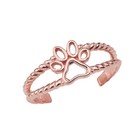 Solid Gold Dog Paw Rope Toe Ring  available In Yellow rose white Gold 