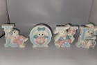 4 Vintage Burwood Homco Nursery Bunny Rabbit Love Plastic Wall Decor Plaques