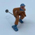 Vintage Barclay Ski Skier Winter Scene Lead Metal Cast Figure Figurine Orange