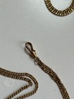 Ladies  Antique Gold-filled Long Watch Chain Necklace W Turq    Seed Pearl Slide