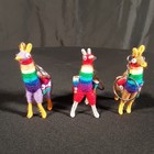 Lot Of 3 Peruvian Alpaca Llama Keychains Adorable Colorful Fully Dressed