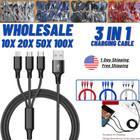 Wholesale 3 In 1 Charger Cord 3a Fast Charging Cable For Iphone Usb-c Micro Usb