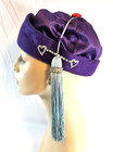 Loyal Order Of Moose Lodge Hat Purple Satin And Felt W faux Diamond Hearts