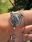 Catholic Rosary Silver Tone Unique Crucifix Miraculous Medal Sword Cross Long