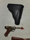 Four Vintage 50s 60s Cap Guns nichols Detective army 45 marx Luger Holster rifle