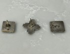 3 Native American Sterling Silver Zuni Sun Face Inlay Mosaic Lapel Pin Lot
