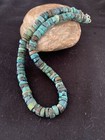 Rustic Turquoise Heishi 11mm Navajo Sterling Silver Bead Necklace 00639