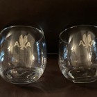 Vintage American Airlines First Class Lowball Cocktail Glasses Pair 1960s 1970s
