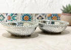 Vintage Mexican Pewter Bowls Cesto Perla Set 2 Handcrafted Oval Serving Dishes