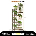 Bamworld Plant Stand With Grow Light Tall Plant Shelf Large Wood Plant Holder