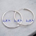 925 Sterling Silver Classic Endless Thin Hoop Earrings  choose A Size 20mm 70mm 
