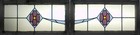 Floral Pair Of Old English Stained Glass Windows 53 x 27 1 2 