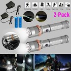 2x Rechargeable 9900000lm Led Police Tactical Torch Handheld Zoomable Flashlight