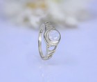 Vintage Sterling Silver Moonstone Ring Antique Style Blue Adularescence Cabochon