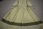 Civil War Victorian Pioneer Cotton Day Dress Handmade Green Wpagoda Sleeve- M