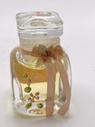 Vintage Mini Glass Perfume Bottle With A Pink Ribbon And Painted Flower Rare