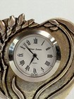 Silver Scenes Mini Heart Clock Silver Plated Flowers Small 2  Tall Japan Vtg 90s