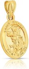 Solid 14k Yellow Gold Saint Michael Archangel Catholic Oval Polished Pendant