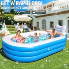 118 x75 x22  Inflatable Family Pool With Seat - Sky Blue