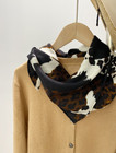 70  Cashmere 30  Silk Wrap Scarf Brown Leopard Print Triangle Shawl 68x68cm New