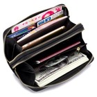 Women Genuine Leather Wallet Clutch Double Zip Around Card Holder Large Capacity