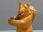 Antique Carved Bear Pin Cushion Thimble Holder  Sterling Thimble Sewing Etui