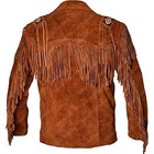 Vintage Style Suede Leather Western Fringe Jacket     Men   s Cowboy Boho Rodeo Coat