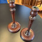 Pair 11  Antique Treen Ware Turned Wooden Wood Candle Sticks American Colonial