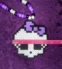 Purple Skull Perler Bead Kandi Necklace-edc-rave-festival-plur-edm
