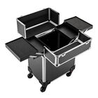 Rolling Makeup Train Case Cosmetic Trolley Makeup Storage Organizer Luggage Box