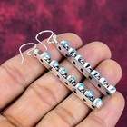 Dazzling Blue Turquoise Gemstone Handmade 925 Sterling Silver Earrings Jewelry