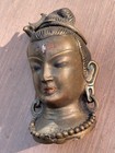 Vintage Buddha Head Metal Brass Bronze Figurine Statue Sculpture