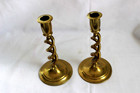 Vtg Solid Brass Open Barley Twist Antique Pair Candlestick Holders 8    Tall